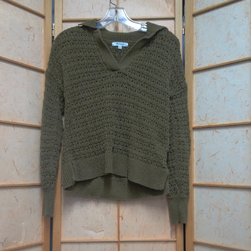 Madewell Olive Green Sweater With Collar Size Xs